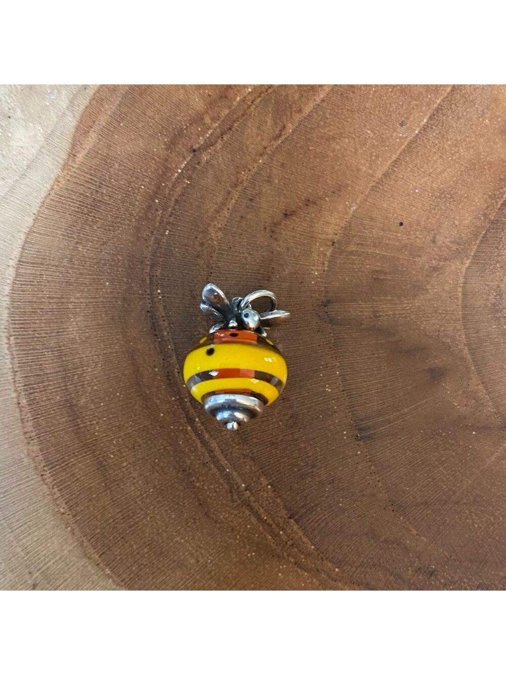 RETIRED James Avery Honey Bee Art Glass Charm and Finial, Sterling Silver